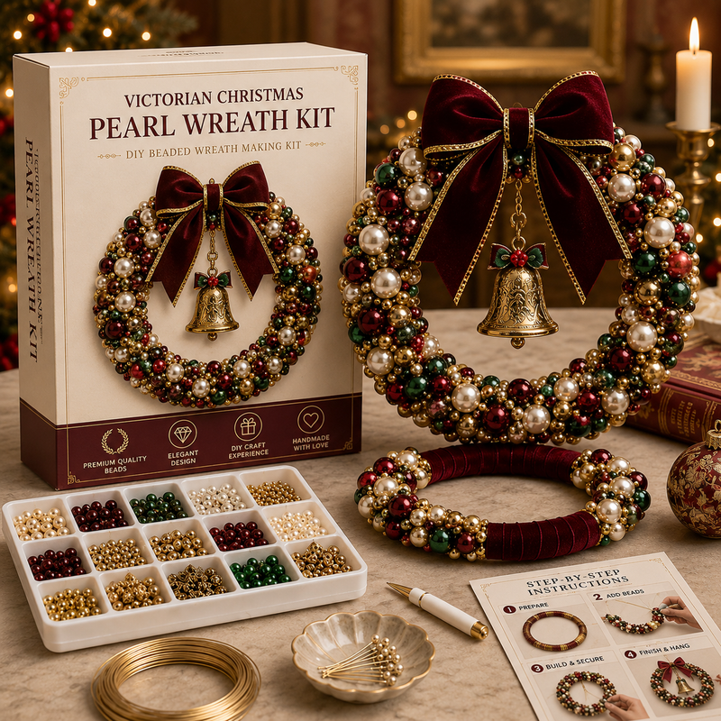 FestiveGlow – DIY Pearl & Bead Christmas Wreath