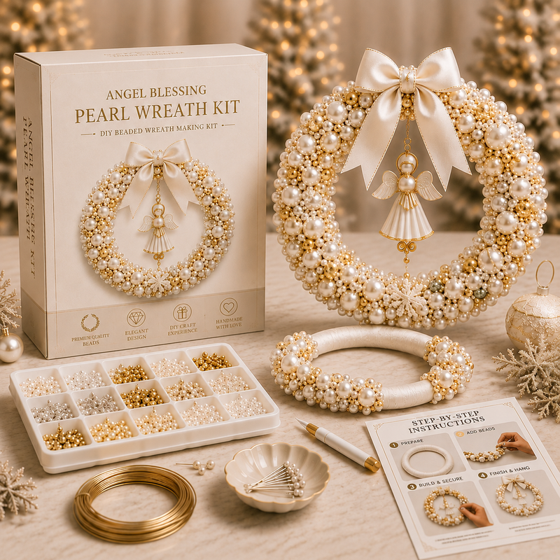 FestiveGlow – DIY Pearl & Bead Christmas Wreath