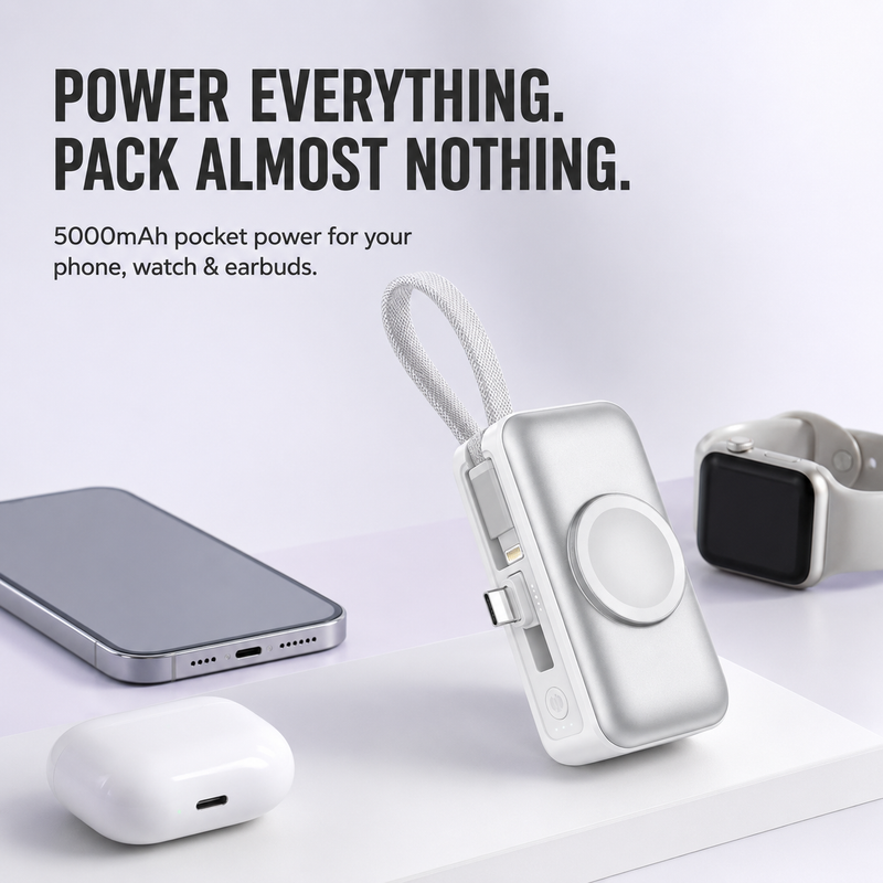 PowerPocket – Compact 5000mAh Travel Power Bank