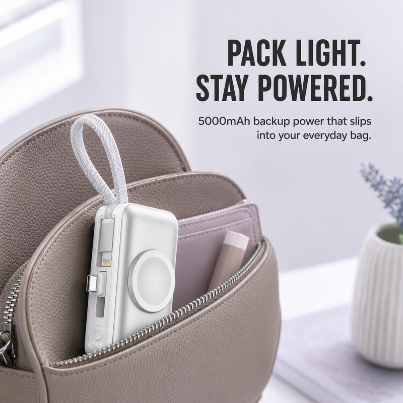 PowerPocket – Compact 5000mAh Travel Power Bank
