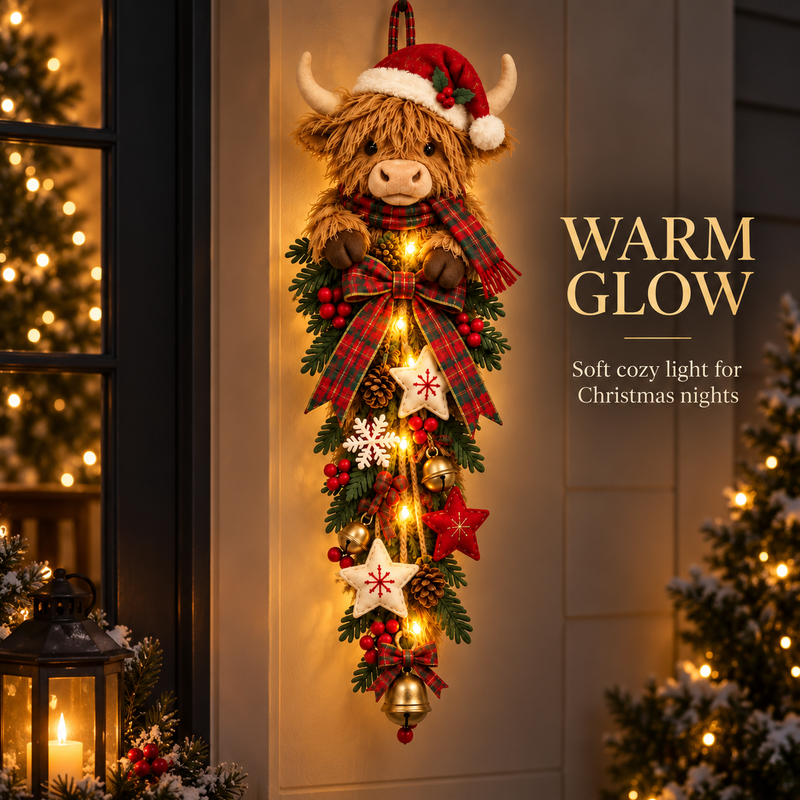 MooJoy – Highland Cow Christmas Entrance Decor