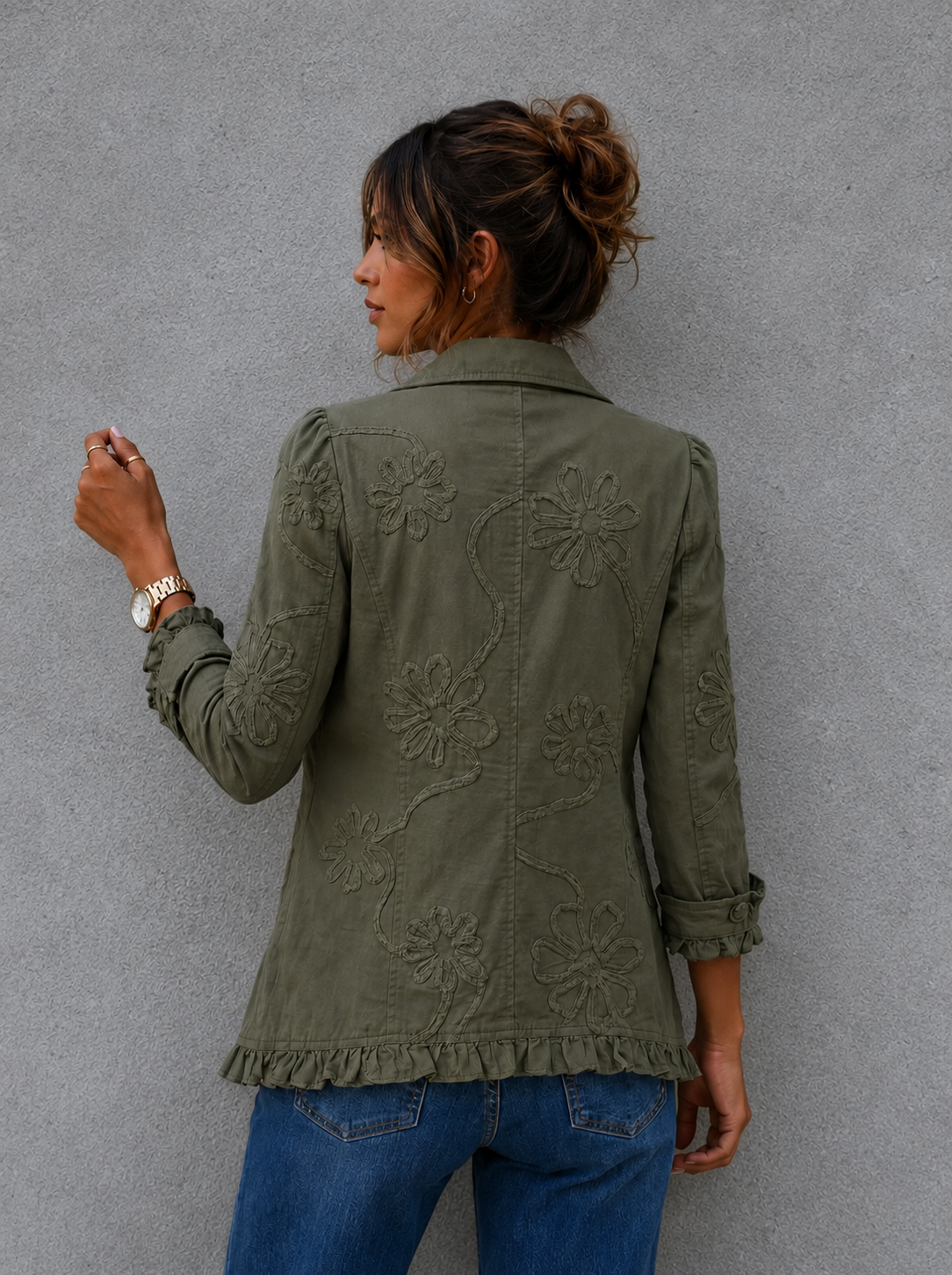 BohoLynne – Floral Embroidered Ruffled Jacket
