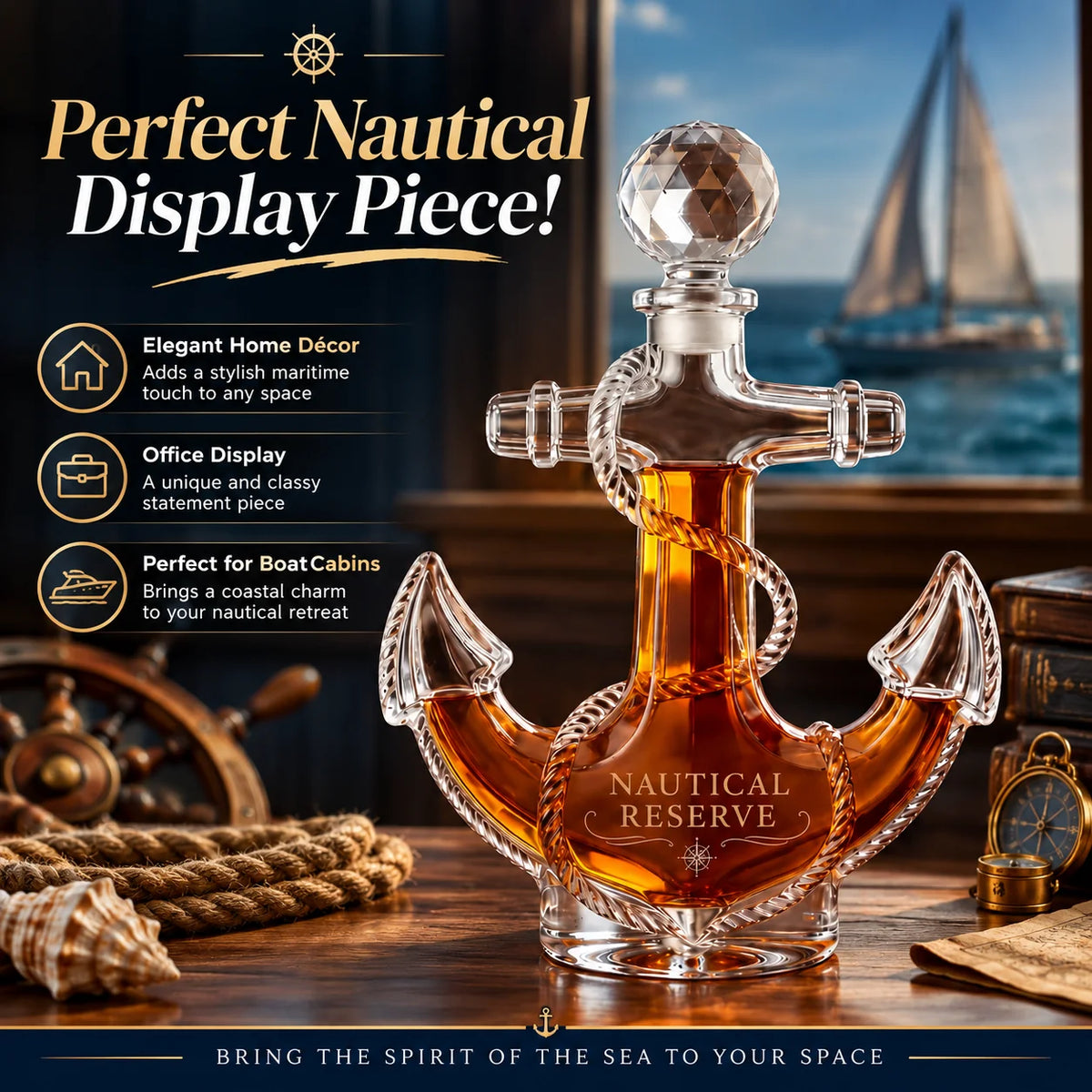 AnchorCrest – Premium Nautical Glass Decanter