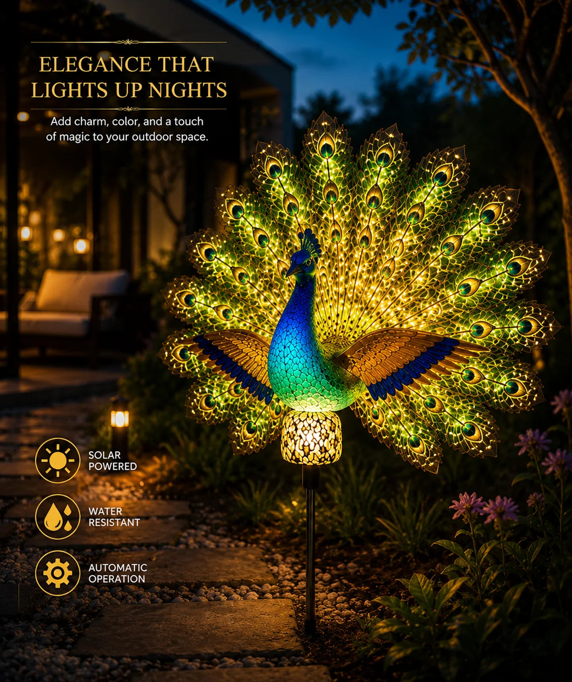 GlowTail – Solar Peacock Light Sculpture