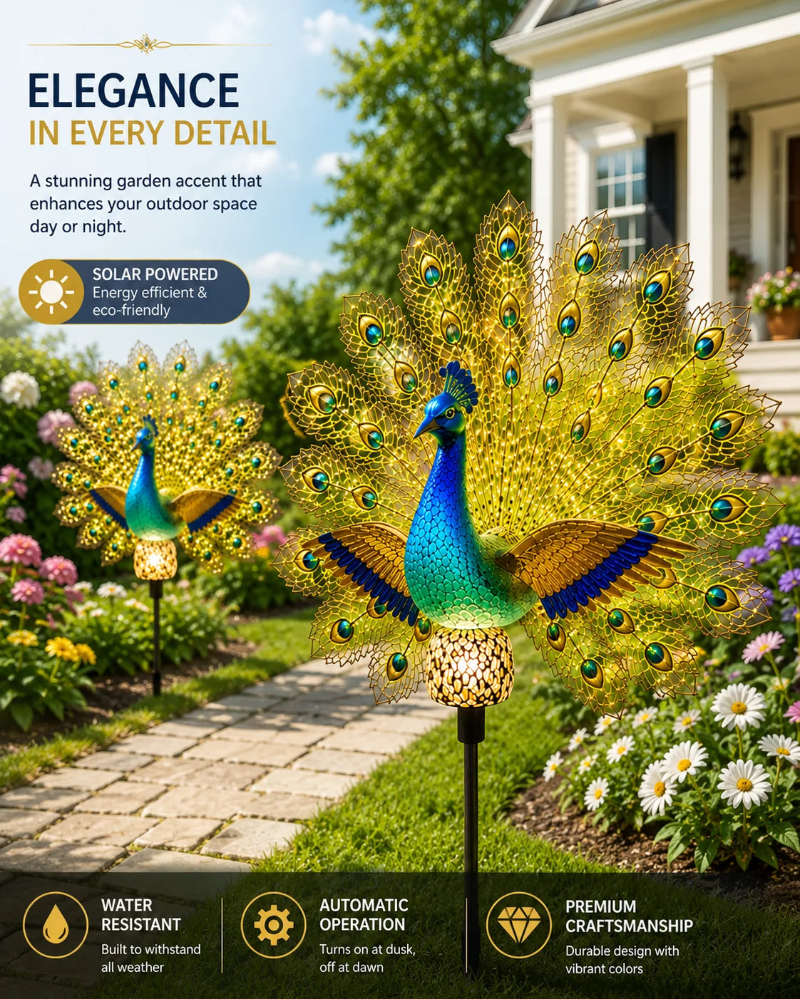 GlowTail – Solar Peacock Light Sculpture