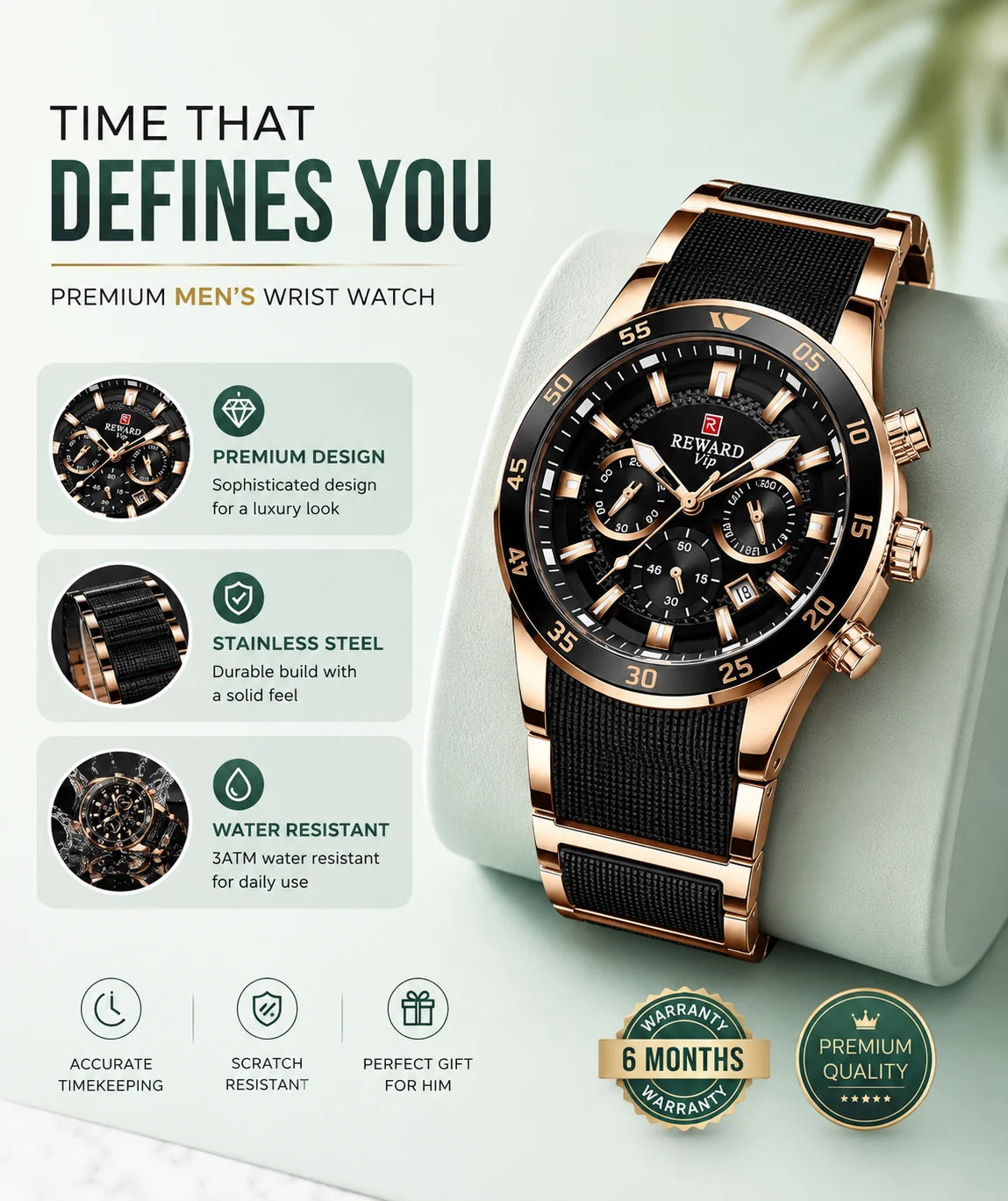 RoyalTime – Black Edition Chronograph Watch