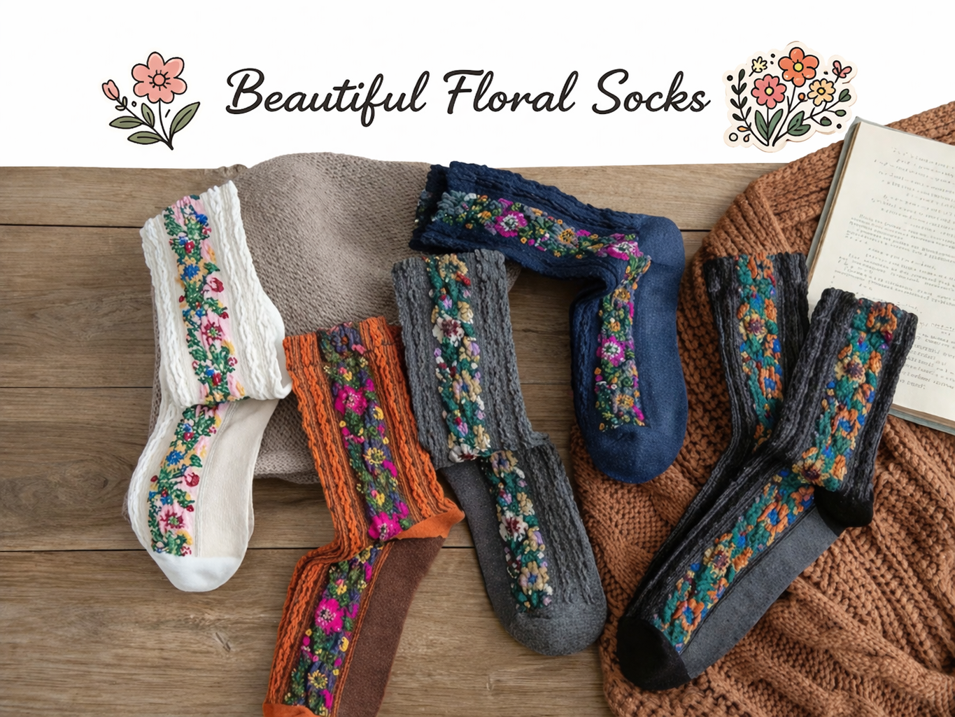 LumeFlora – Soft Cotton Embroidered Flower Socks