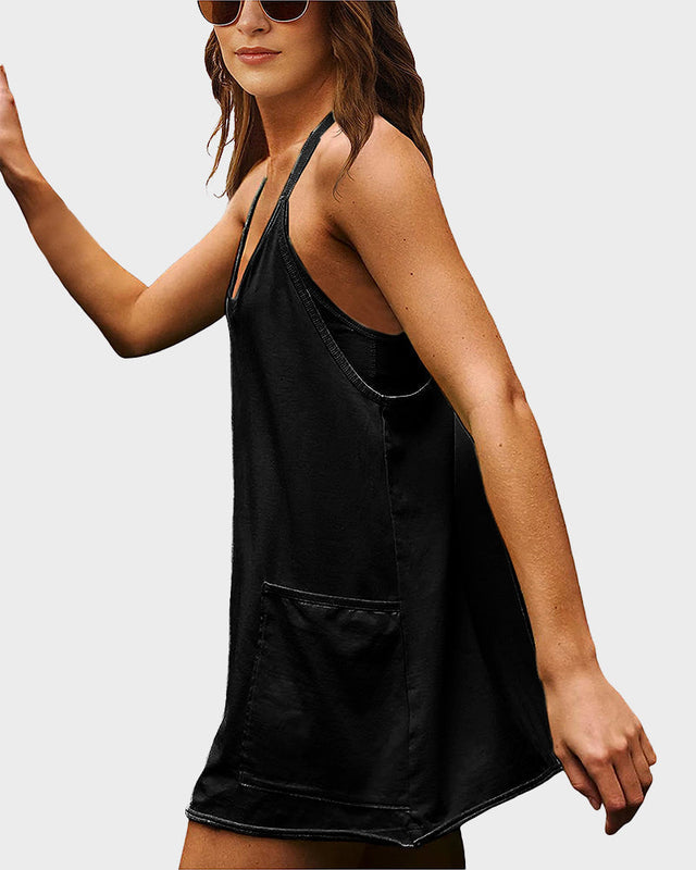 SoléaMove – Casual Built-In Shorts Sleeveless Mini Dress
