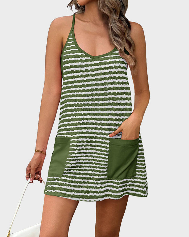 SoléaMove – Casual Built-In Shorts Sleeveless Mini Dress