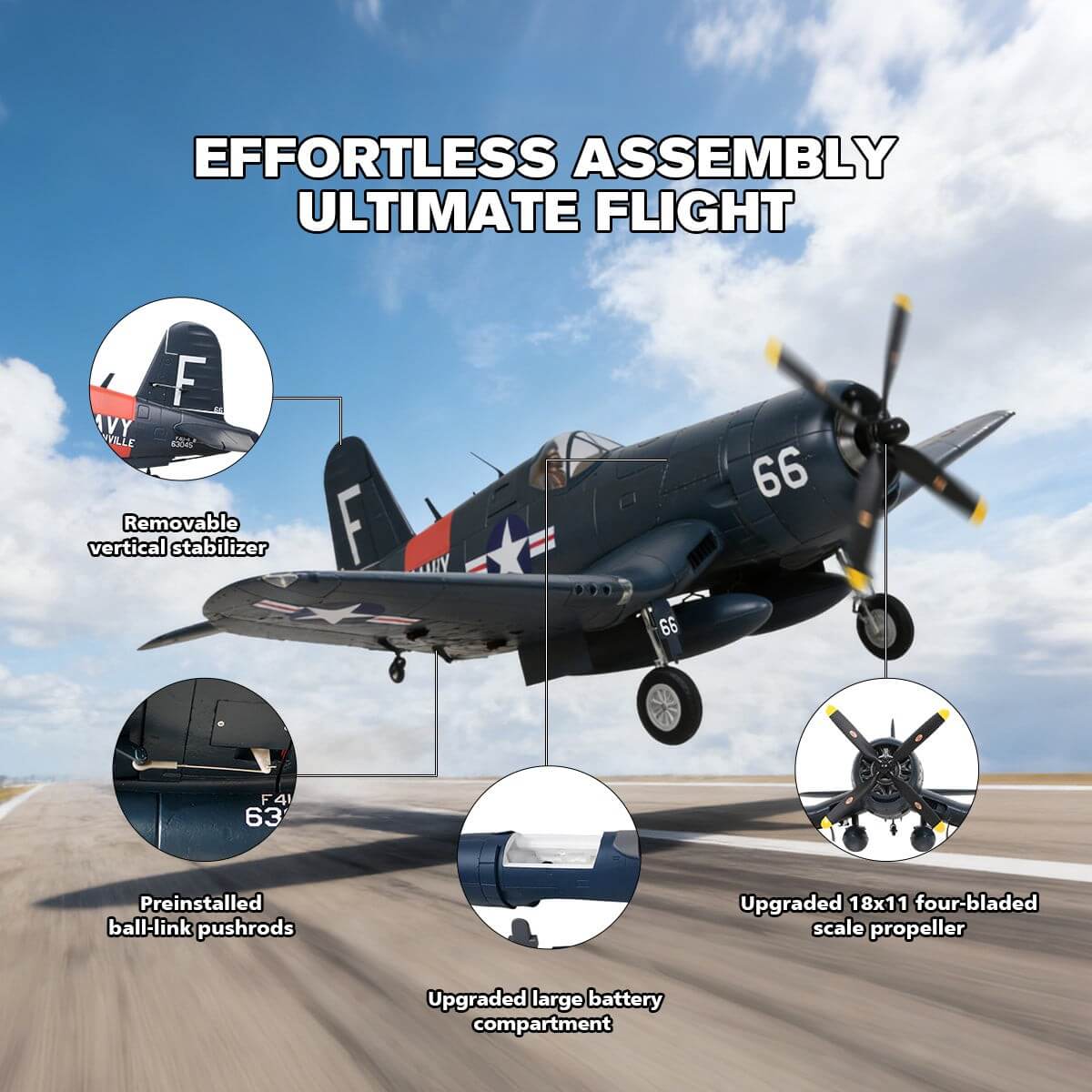 ✨Summer Refreshing Sale ⚡Large-Scale F4U Corsair RC Airplane with Brushless Power