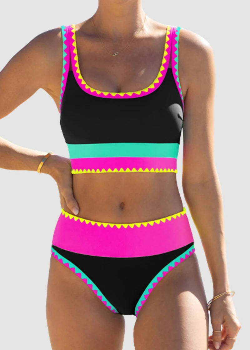 AquaVibe – Color Contrast 3-Piece Bikini Set