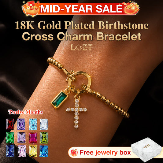 Mid-Year Sale - Second one only 399₱ - 18K Gold Plated Birthstone Cross Charm Bracelet - Comes with a Free Jewelry Box