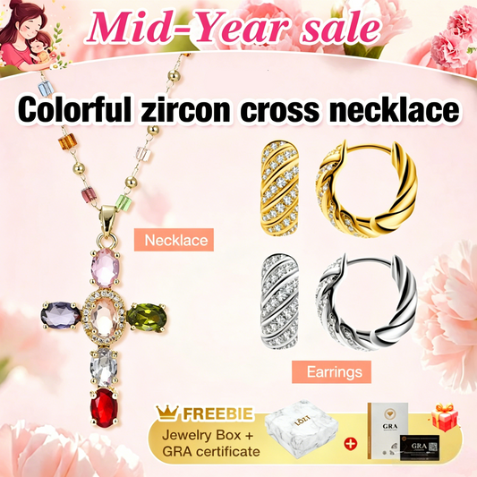 Mid-Year Mega Sale - Buy One Get One to save 100P - Colorful zircon cross necklace - Comes with a Free Jewelry Box