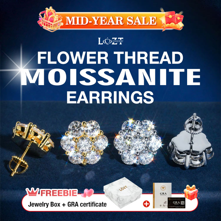 Mid-Year Sale - Buy 1 Get 1 Free - Flower Beaded Moissanite Earrings - GRA Certified - Comes with a Custom Jewelry Box
