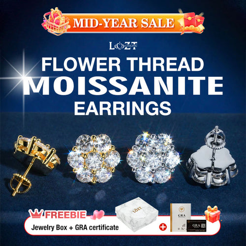 Mid-Year Sale - Buy 1 Get 1 Free - Flower Beaded Moissanite Earrings - GRA Certified - Comes with a Custom Jewelry Box