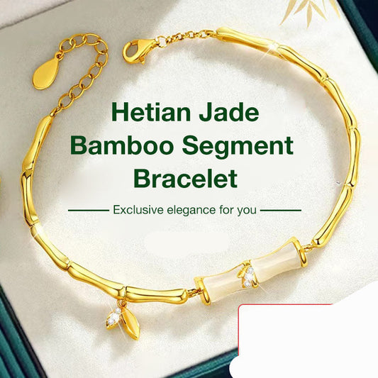 Easter promotion Second-Instant discount of P200 - Hetian Jade Bamboo Segment Bracelet - Symbolizing romance and blessings, with a free jewelry box included!