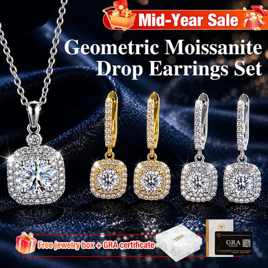Mid-year Promo – Geometric Drop Earrings Set – GRA Certified Brilliance – Free Luxury Jewelry Box – Perfect Holiday Gift to Sparkle Your Season!