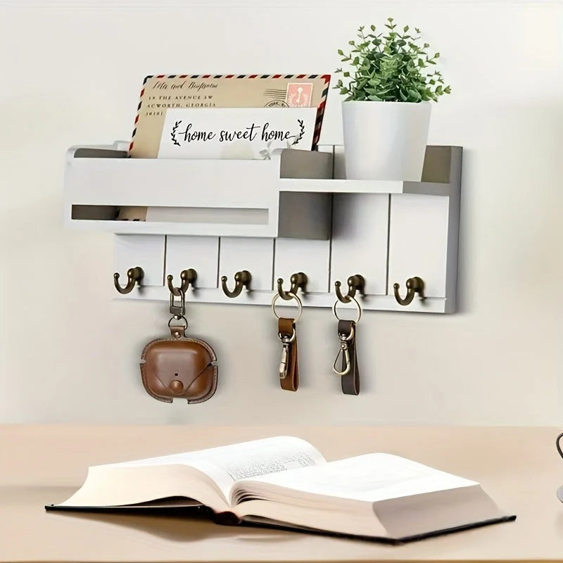 HomeNest – Wooden Entryway Mail & Key Holder