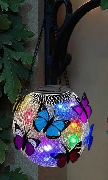GardenGlow – Solar Vintage Butterfly Pendant Lantern