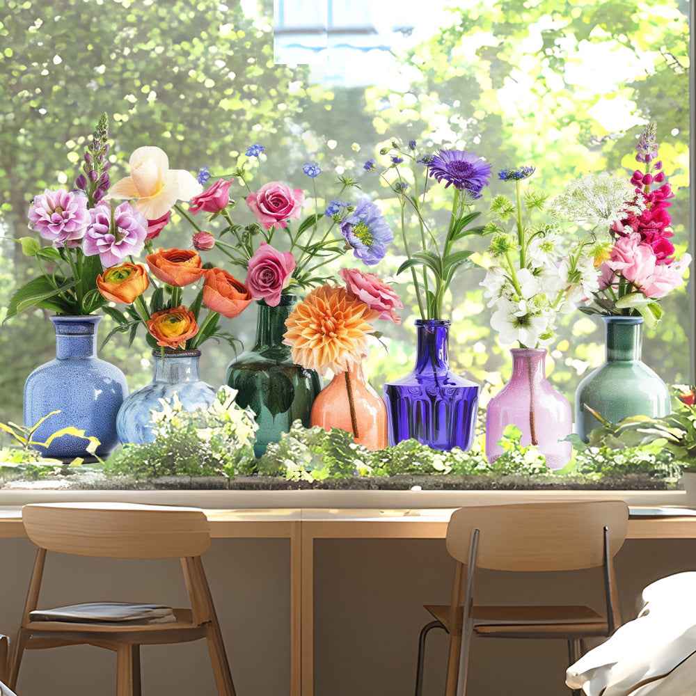 💐Colorful Floral Bouquet Window Sticker🖼️(Cut to size freely)