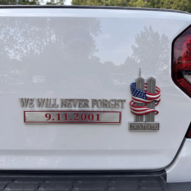 MemoHonor – 9/11 Memorial American Flag Car Emblem