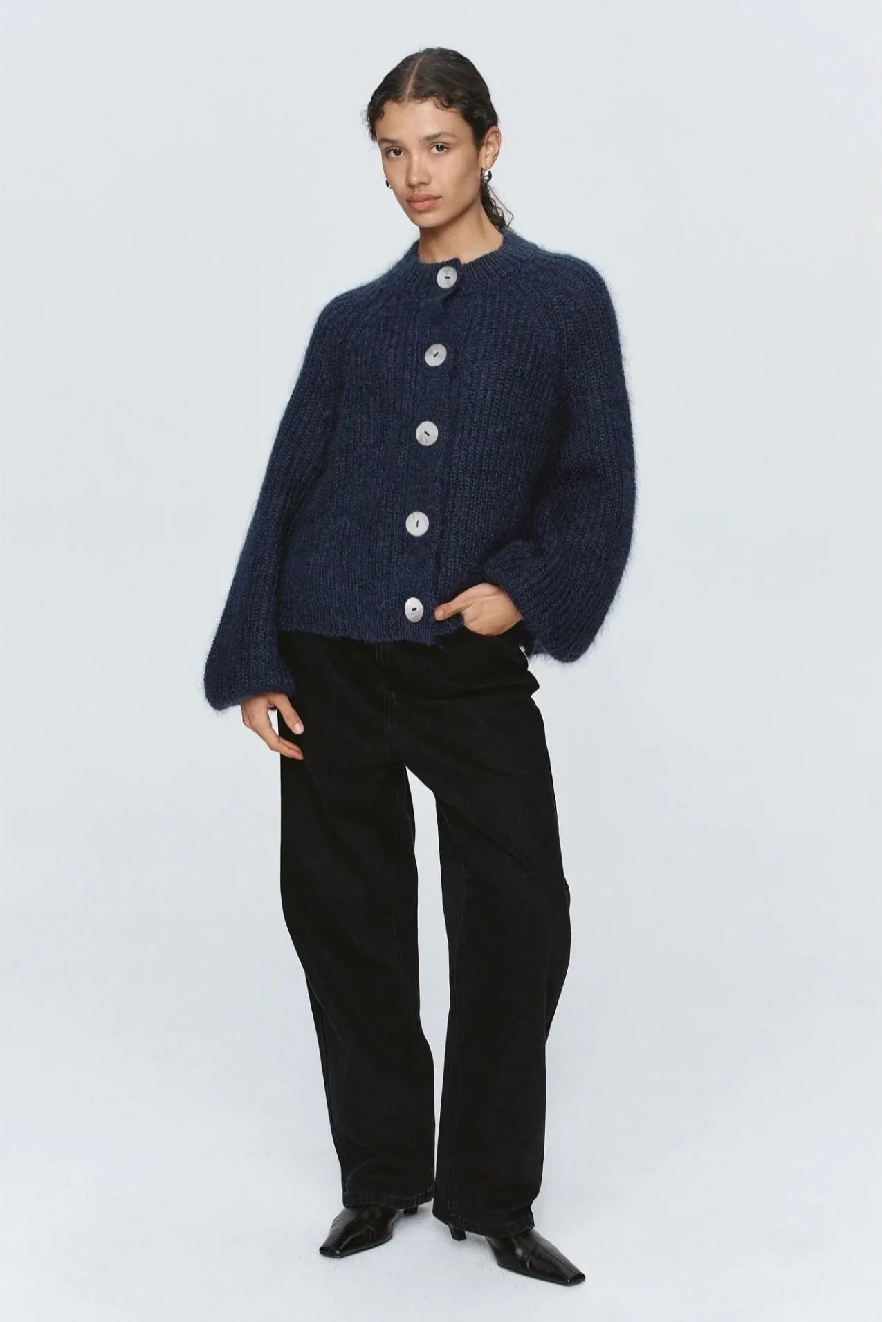 StyleNest – Casual Long Sleeve Navy Cardigan