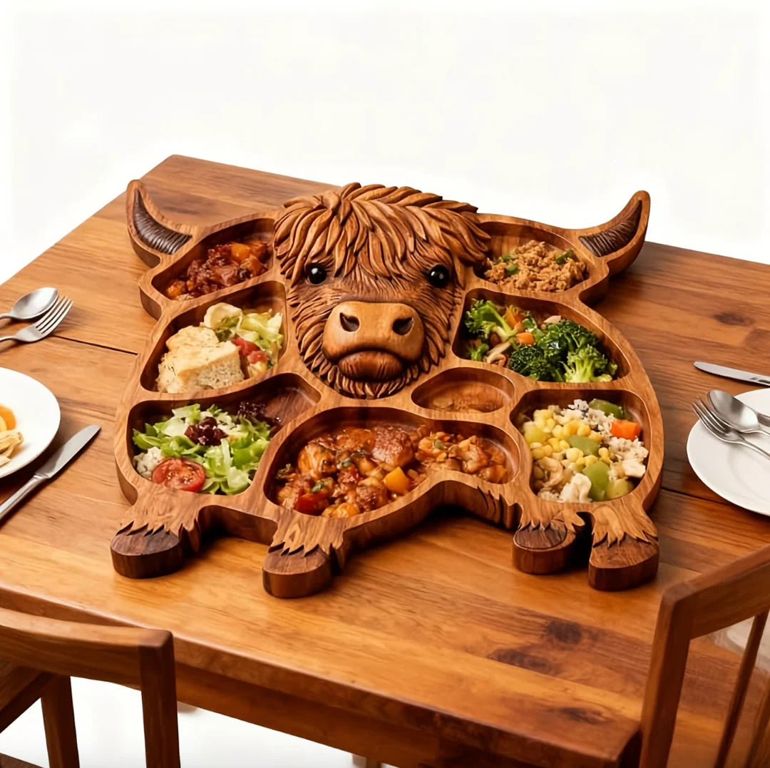 RusticGraze – Highland Cow Wooden Charcuterie Board