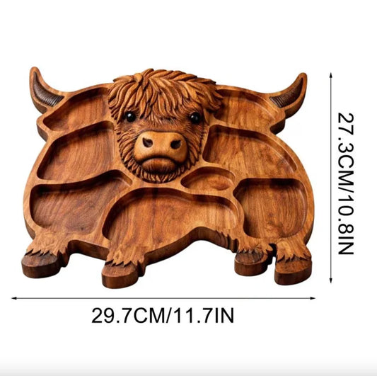 RusticGraze – Highland Cow Wooden Charcuterie Board