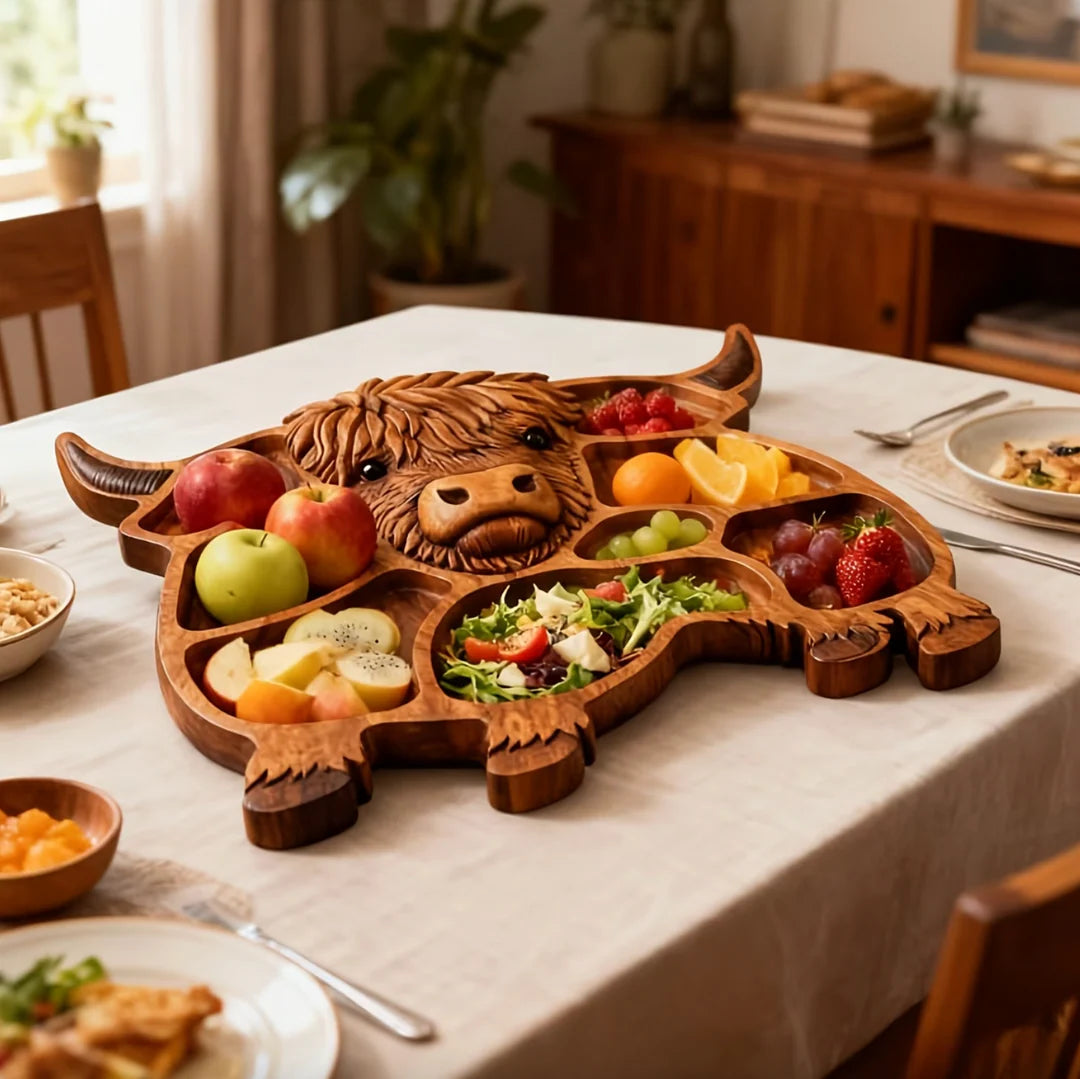 RusticGraze – Highland Cow Wooden Charcuterie Board