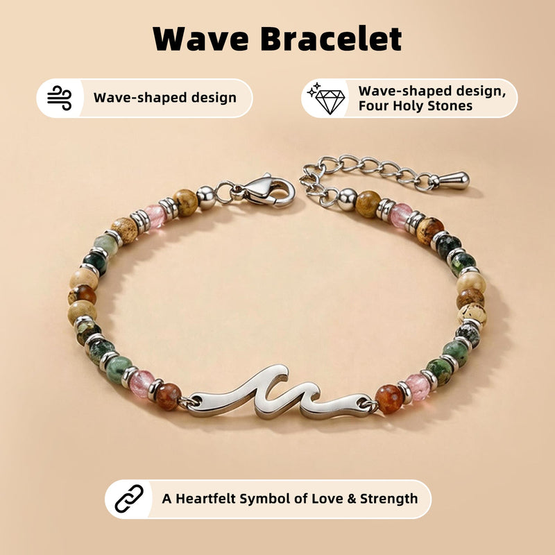 OceanGrace – Dainty Gemstone Wave Bracelet