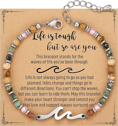 OceanGrace – Dainty Gemstone Wave Bracelet