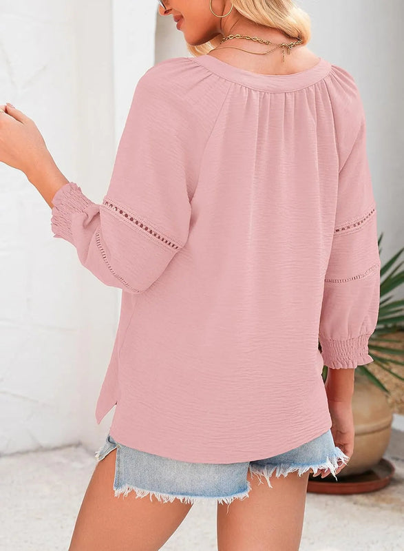GraceLuxe – Elegant Lantern Sleeve Blouse