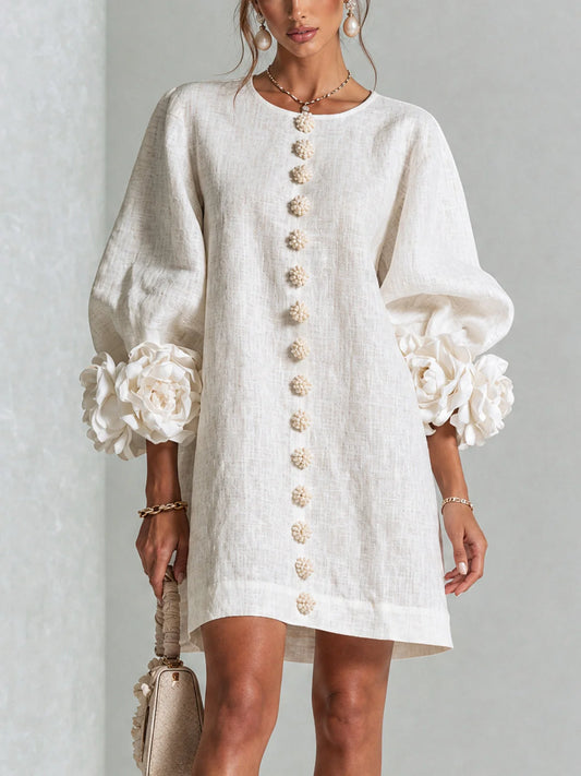 SoléaBloom – Floral Button-Down Mini Dress