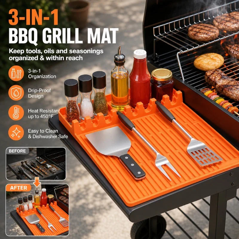 GrillNest – 3-in-1 BBQ Grill Mat Organizer