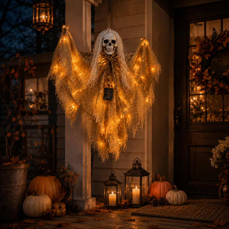HauntWing – Rustic Skeleton Ghost Light Decoration