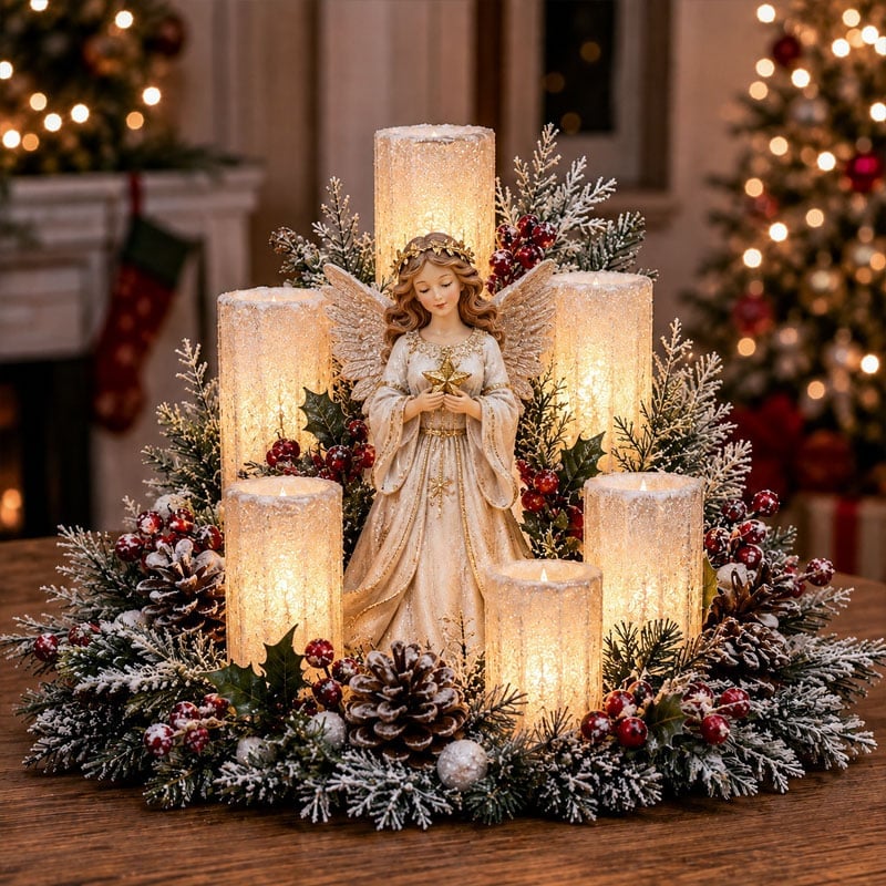 ChristmasCharm – Festive Lighted Table Centerpiece