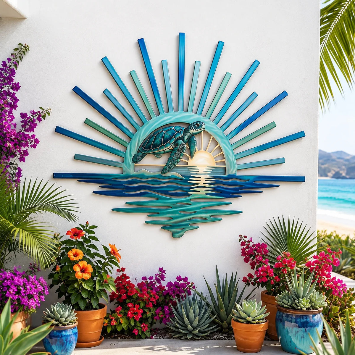 SunsetTurtle – Coastal Sea Turtle Wall Art