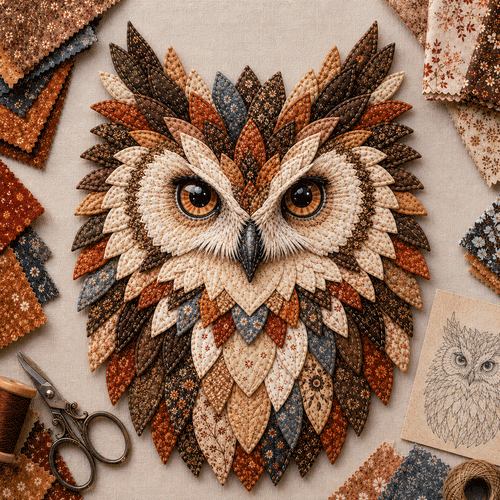 OwlNest – Layered Fabric Owl Wall Art