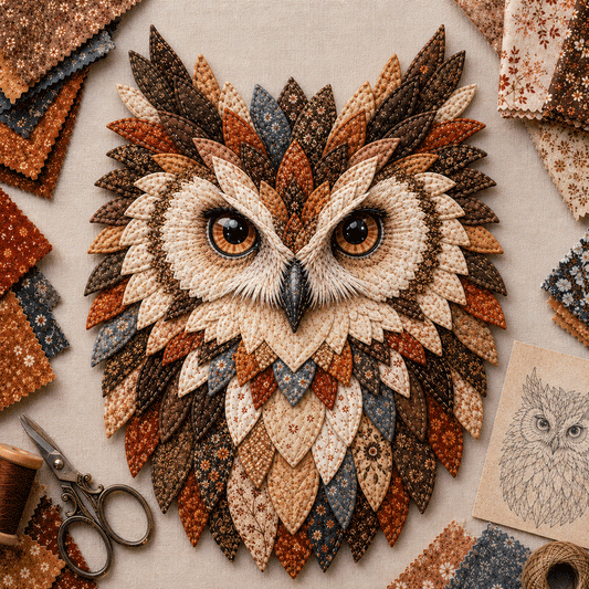 OwlNest – Layered Fabric Owl Wall Art