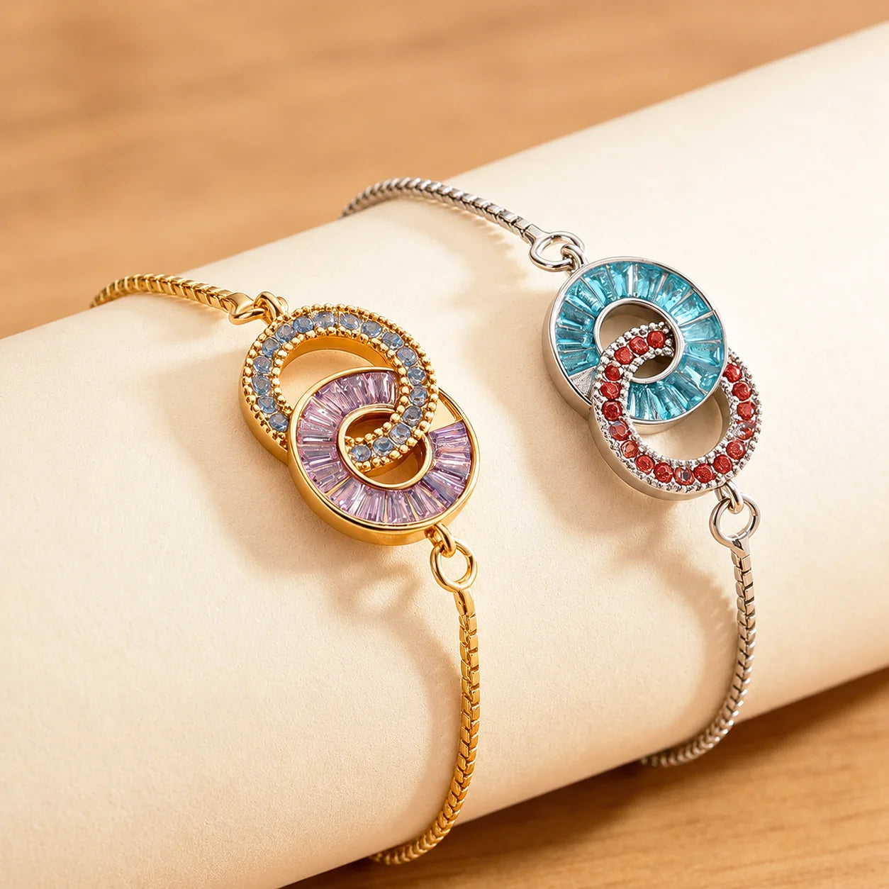 ForeverBond – Custom Two Stone Family Memory Bracelet