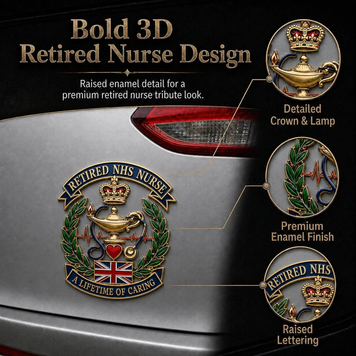 NurseCrest – British Retired Nurse Tribute Car Emblem