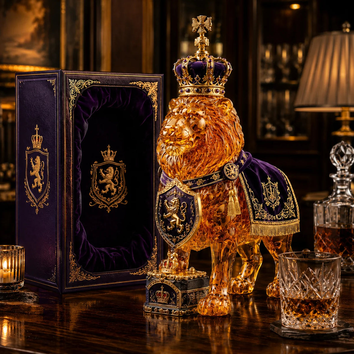 RoyalVessel – Premium Lion Design Glass Decanter