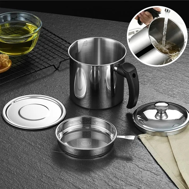PurePour – Stainless Steel Oil Strainer Pot