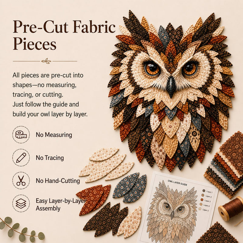 OwlNest – Layered Fabric Owl Wall Art