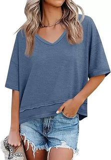 SummerEase – V-Neck Flowy Tee