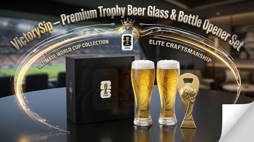 VictorySip – Premium Trophy Beer Glass & Bottle Opener Set
