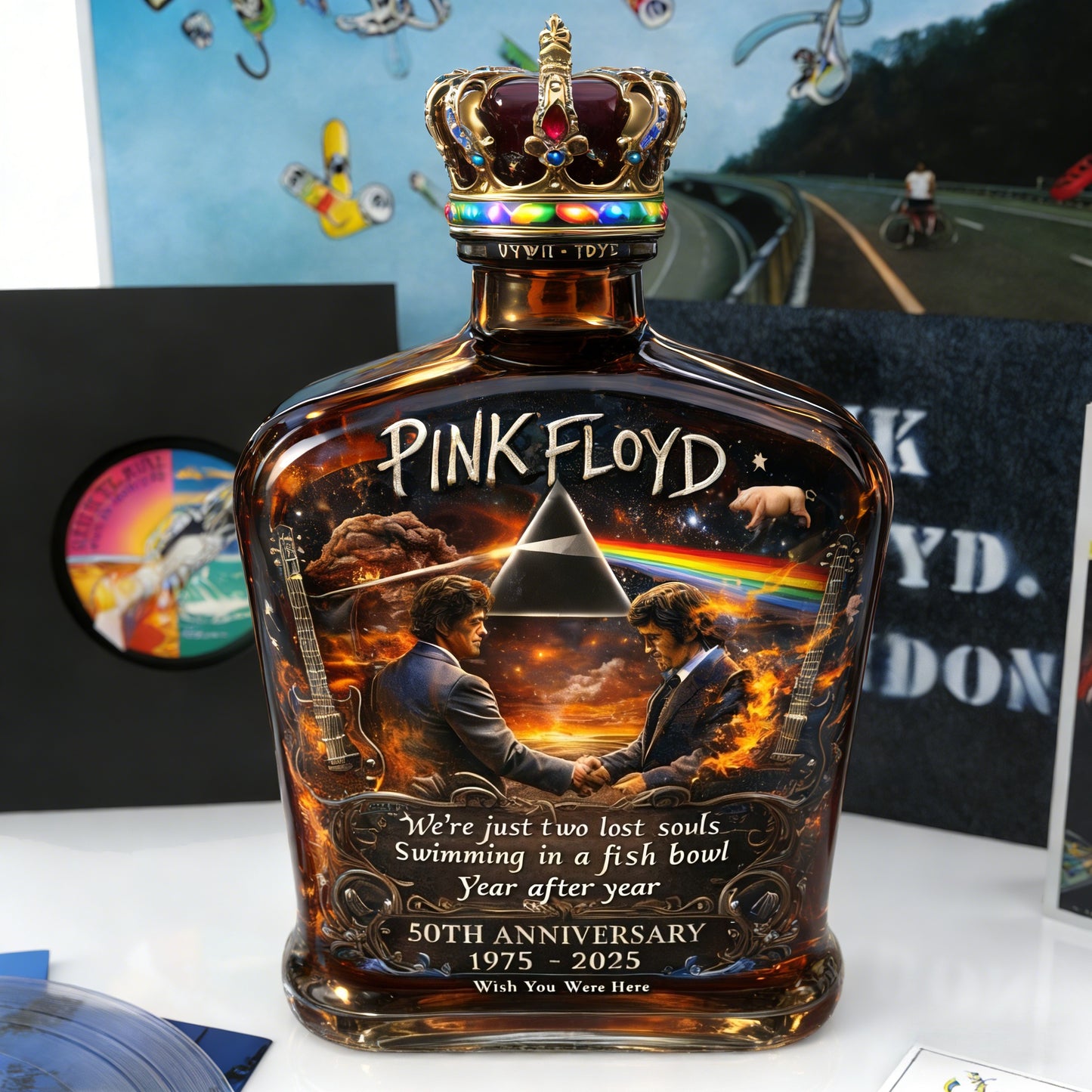 Pink Floyd – “Wish You Were Here”  50th Anniversary Collector’s Whiskey Bottle