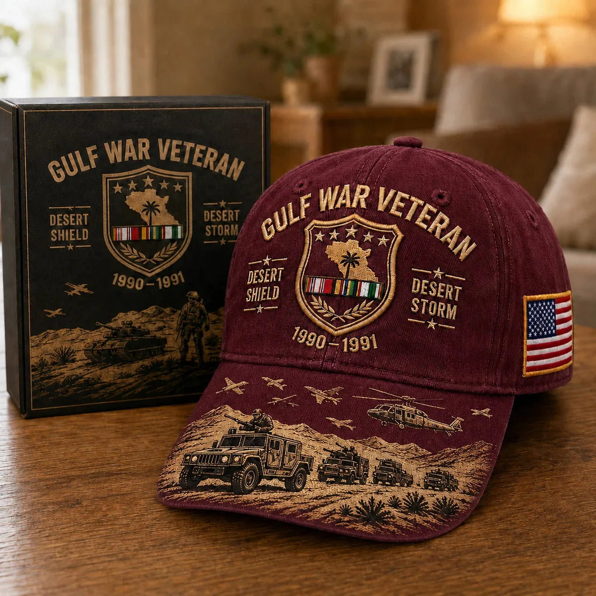 DesertValor – Gulf War Desert Storm Shield Veteran Cap
