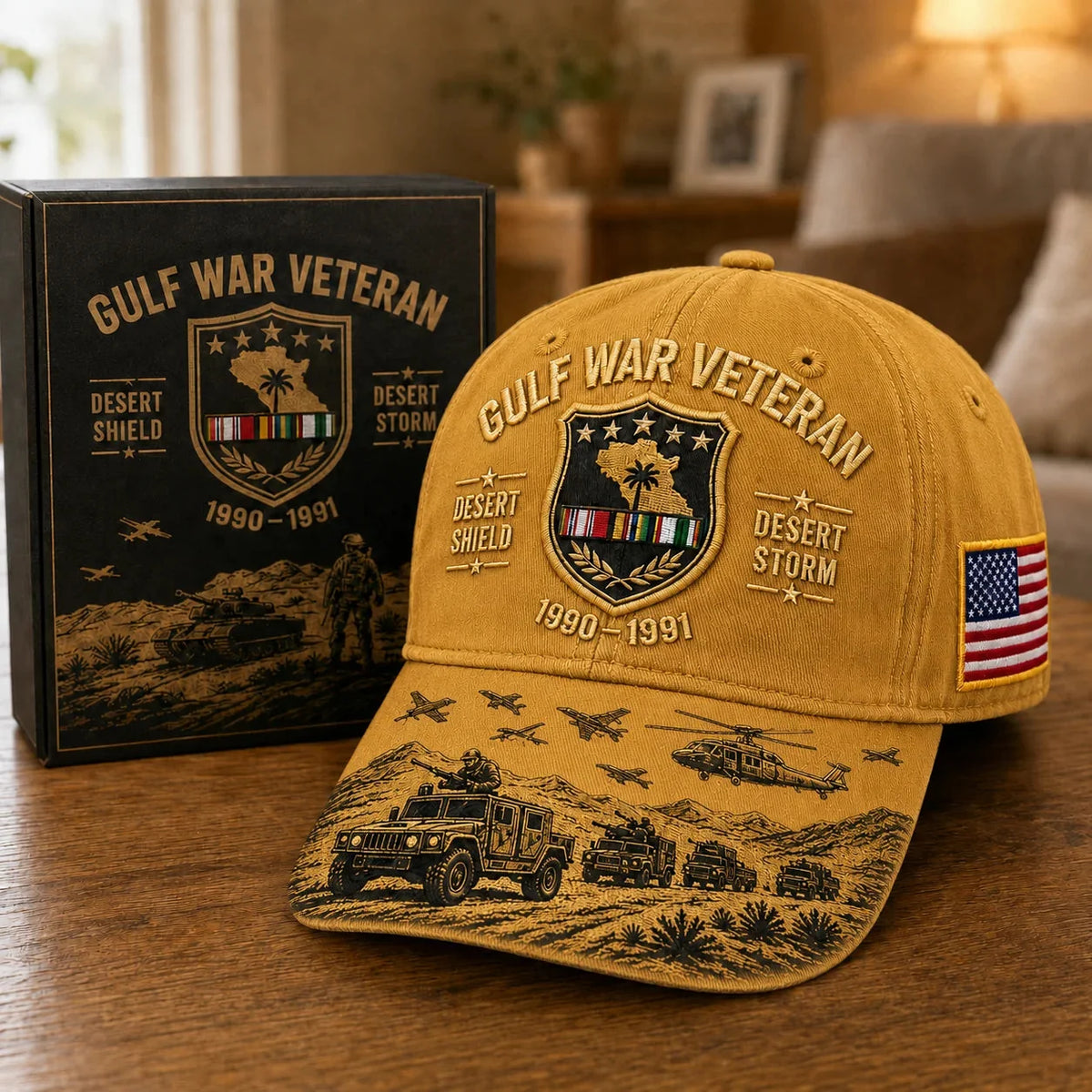 DesertValor – Gulf War Desert Storm Shield Veteran Cap