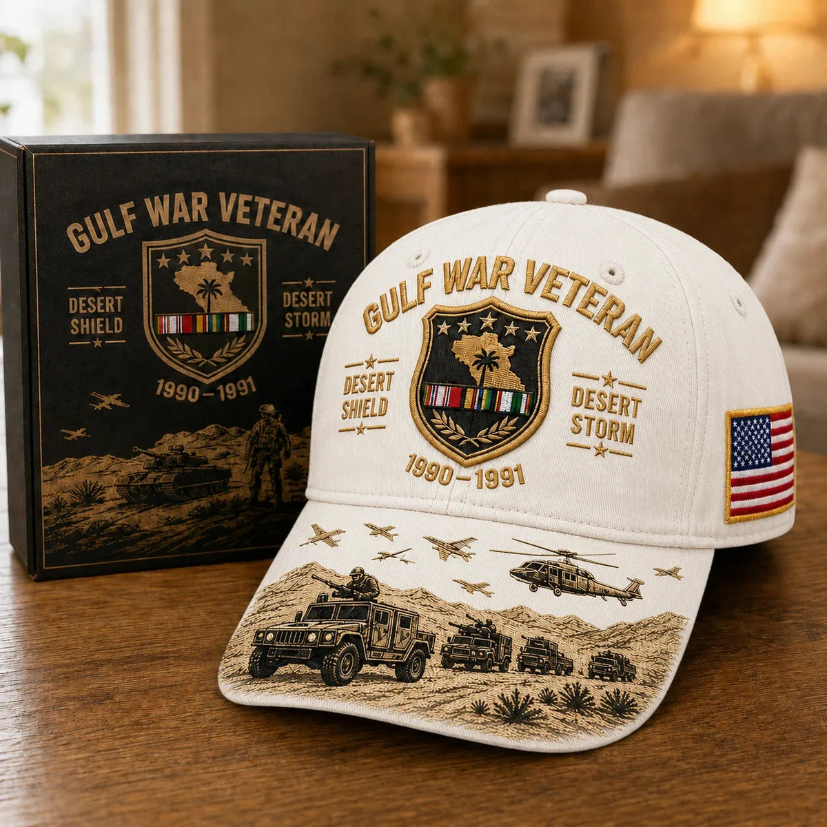 DesertValor – Gulf War Desert Storm Shield Veteran Cap